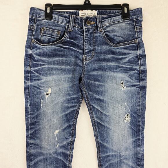 DPSR Distressed Medium Wash Ripped Skinny Straight Jeans Denim Size Small 31x32 - Picture 3 of 15